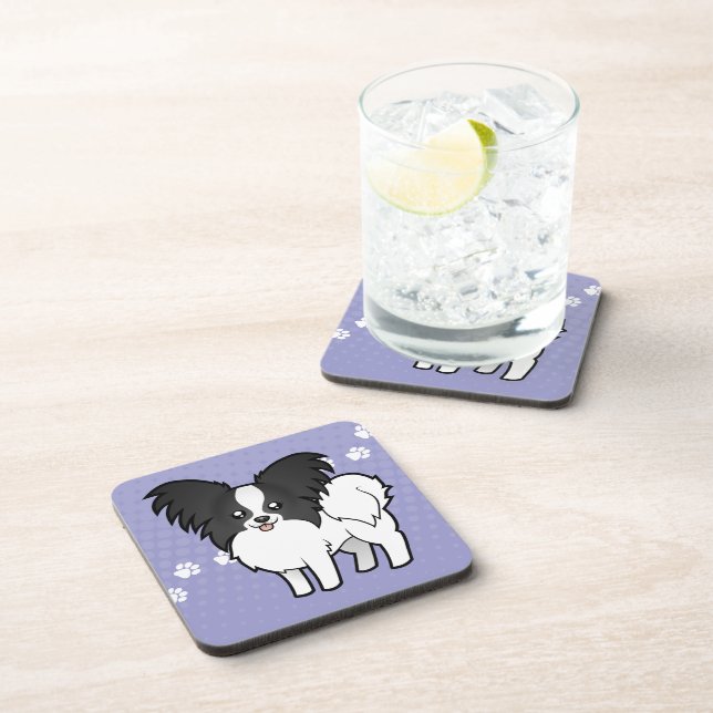 Cartoon Papillon Beverage Coaster (Right Side)