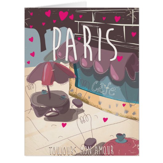 Cartoon Paris Cafe Poster Cards (Front)