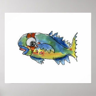 Cartoon Parrot Fish Children's Wall Art Poster