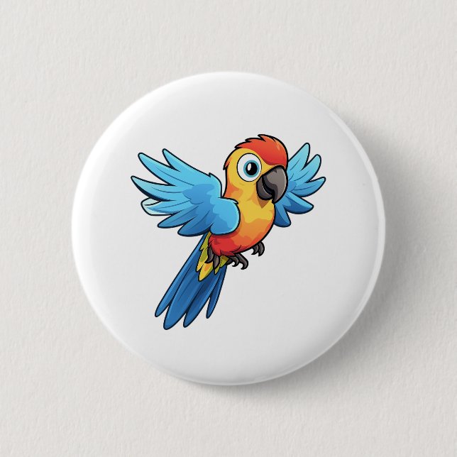 Cartoon parrot illustration button (Front)