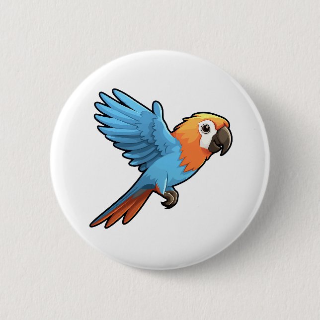 Cartoon parrot illustration button (Front)