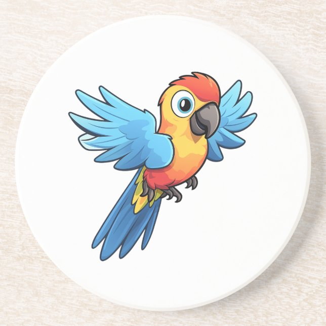 Cartoon parrot illustration coaster (Front)