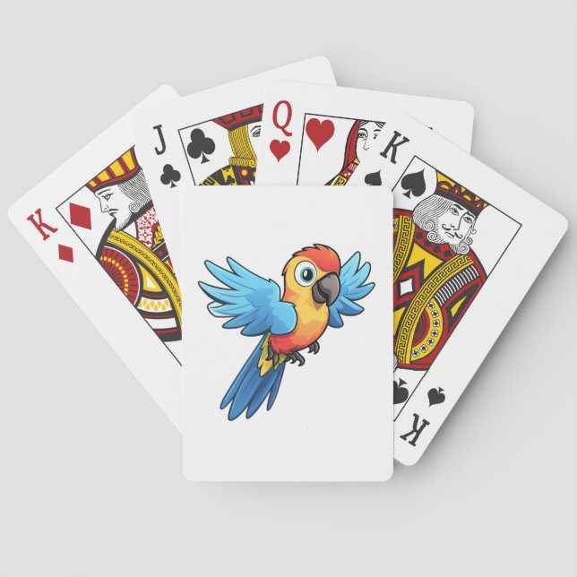 Cartoon parrot illustration poker cards (Back)