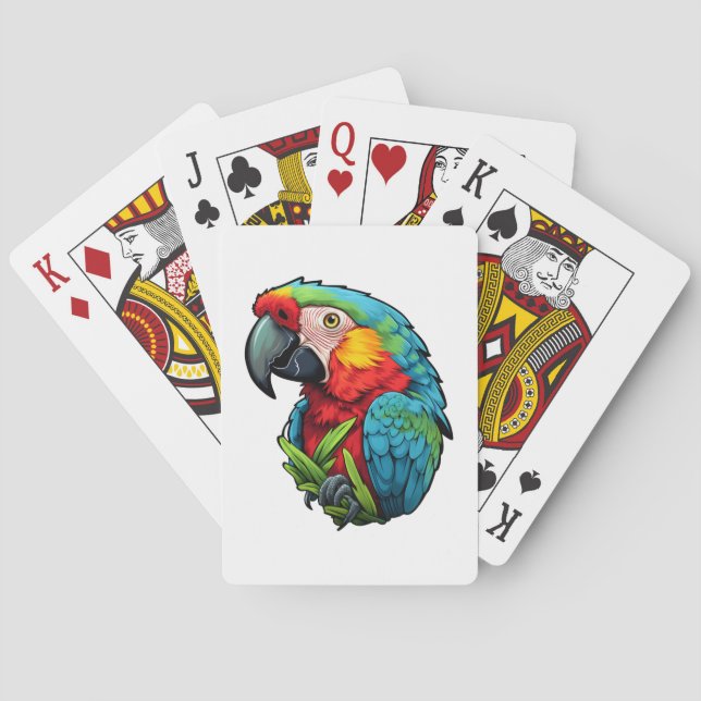 Cartoon parrot illustration poker cards (Back)