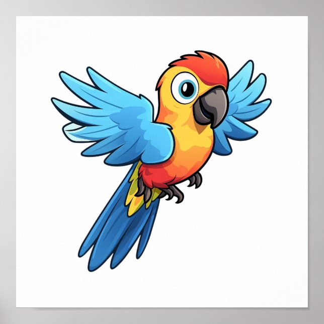 Cartoon parrot illustration poster (Front)