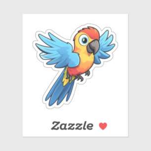 Cartoon parrot illustration sticker