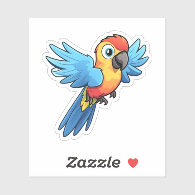 Cartoon parrot illustration sticker (Sheet)
