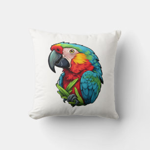 Cartoon parrot illustration throw pillow