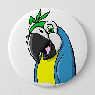 Cartoon Parrot Pinback Button