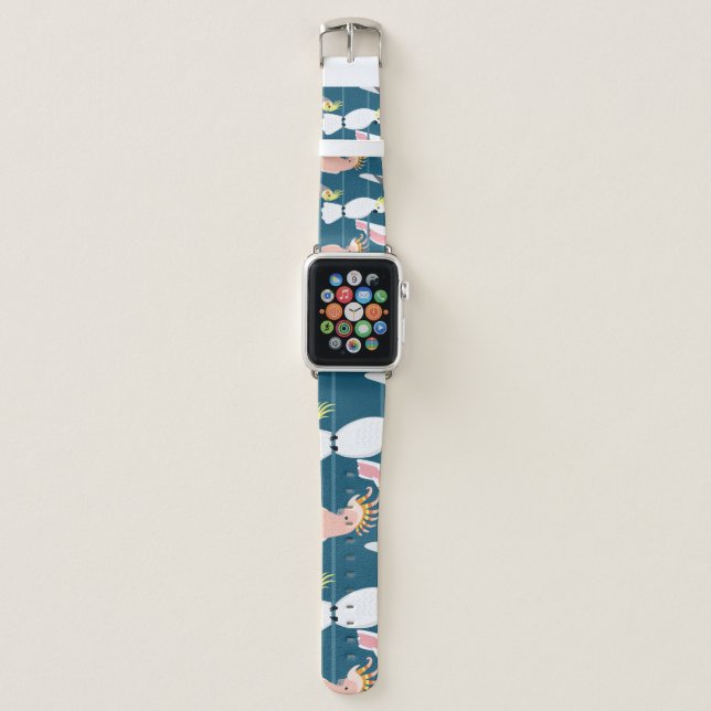 Cartoon Parrots: Cute Seamless Pattern Apple Watch Band (Front)