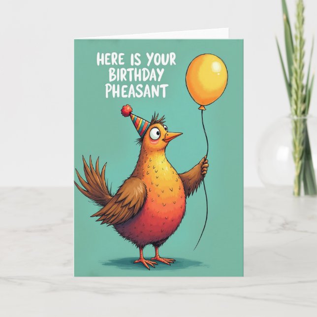 Cartoon Party Bird Celebration Card (Front)