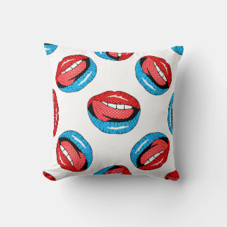Cartoon Patch Badges: Retro Pop Throw Pillow