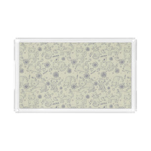 Cartoon pattern with funny cats acrylic tray