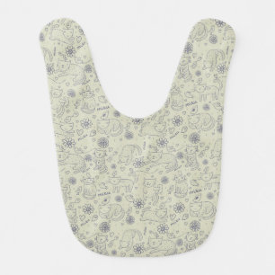 Cartoon pattern with funny cats baby bib
