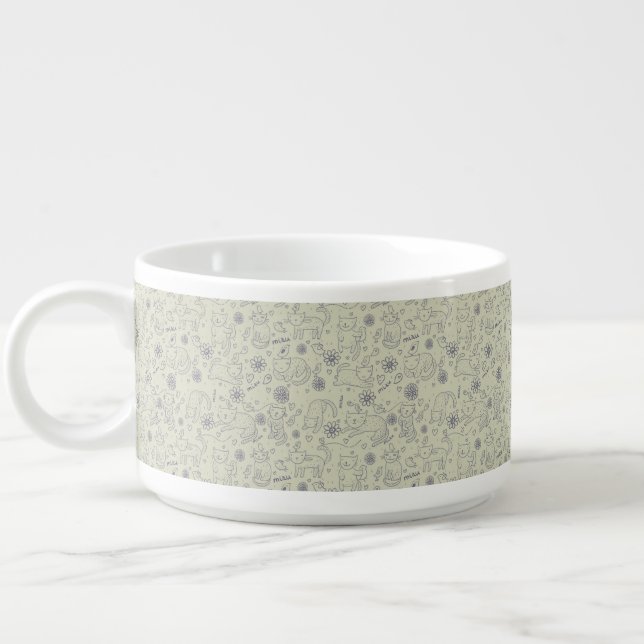 Cartoon pattern with funny cats bowl (Right)