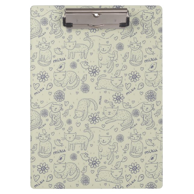 Cartoon pattern with funny cats clipboard (Front)