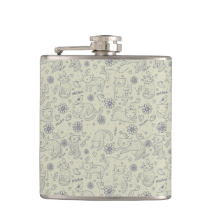 Cartoon pattern with funny cats flask