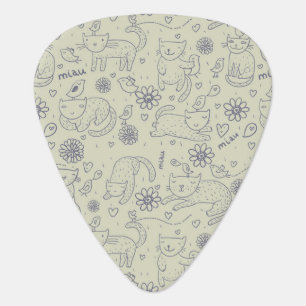 Cartoon pattern with funny cats guitar pick