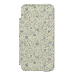Cartoon pattern with funny cats iPhone SE/5/5s wallet case