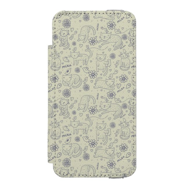 Cartoon pattern with funny cats incipio iPhone wallet case (Folio Front)