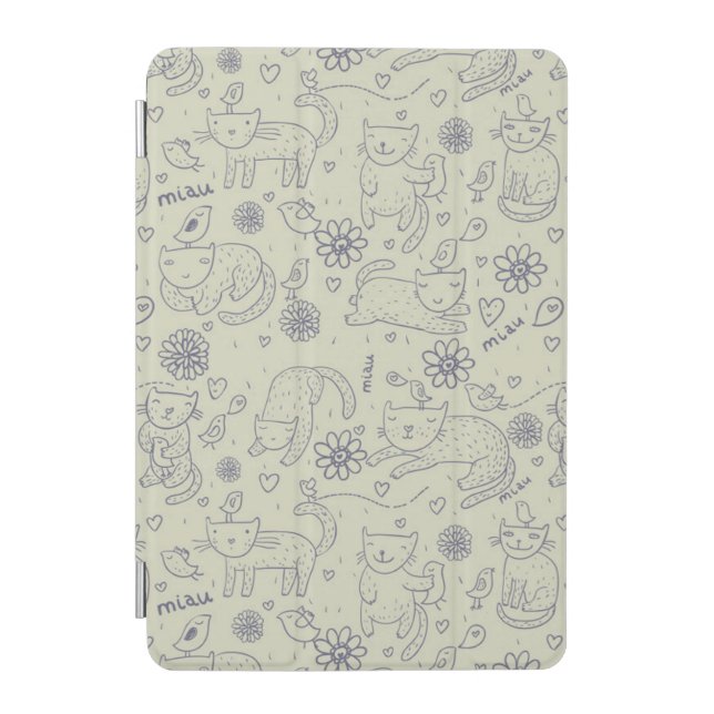 Cartoon pattern with funny cats iPad mini cover (Front)