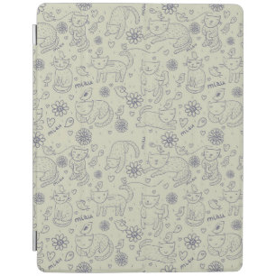 Cartoon pattern with funny cats iPad smart cover