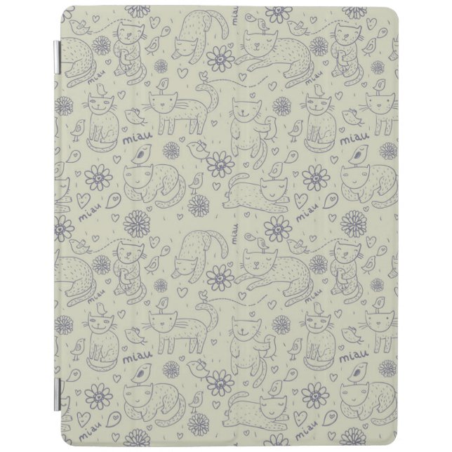 Cartoon pattern with funny cats iPad smart cover (Front)