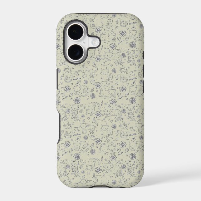 Cartoon pattern with funny cats iphone case (Back)