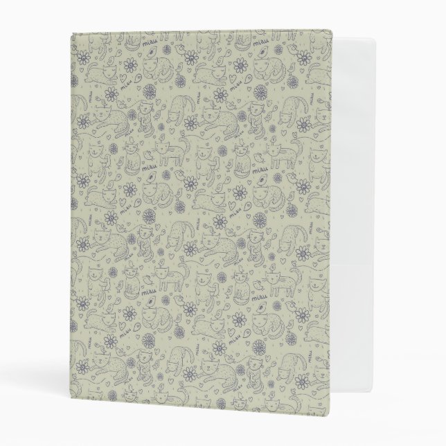 Cartoon pattern with funny cats mini binder (Front/Inside)