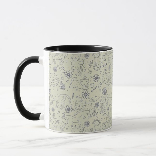 Cartoon pattern with funny cats mug (Left)
