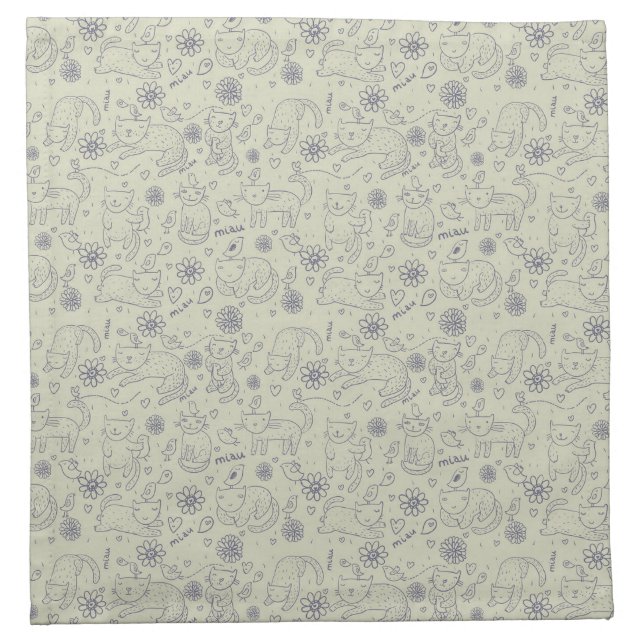 Cartoon pattern with funny cats napkin (Front)