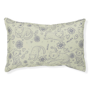 Cartoon pattern with funny cats pet bed