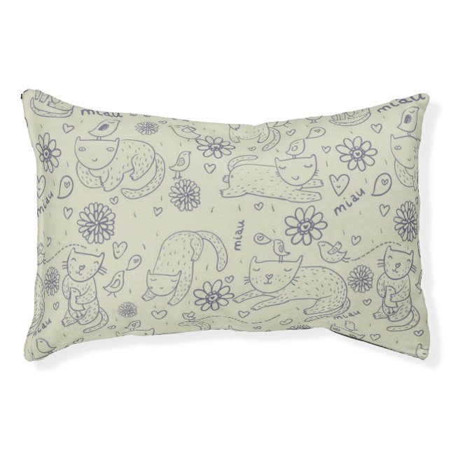 Cartoon pattern with funny cats pet bed (Front)