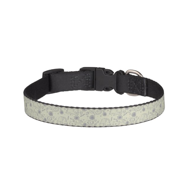 Cartoon pattern with funny cats pet collar (Front)