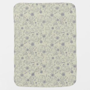 Cartoon pattern with funny cats receiving blanket