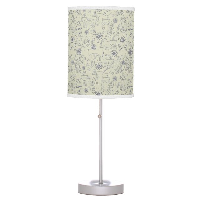 Cartoon pattern with funny cats table lamp (Front)
