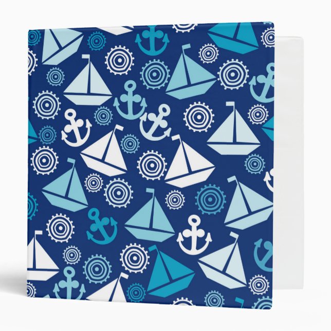 Cartoon Pattern With Sailboats Binder (Front/Inside)