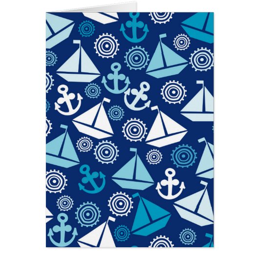 Cartoon Pattern With Sailboats Cards (Front)