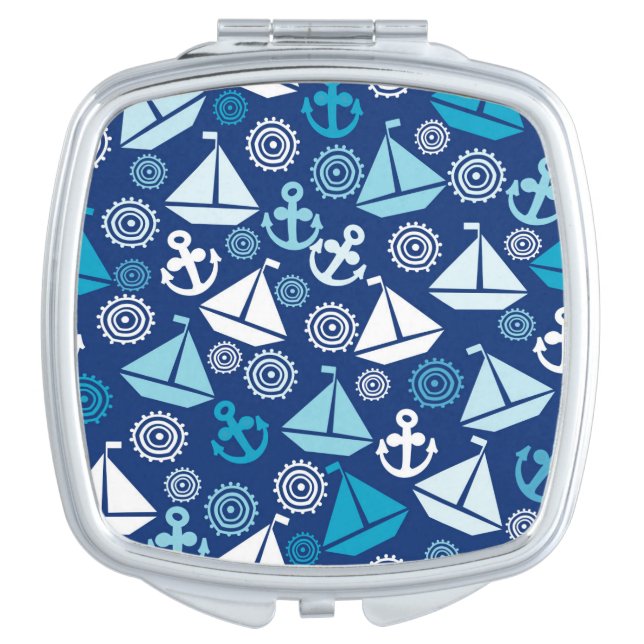 Cartoon Pattern With Sailboats Compact Mirror (Front)