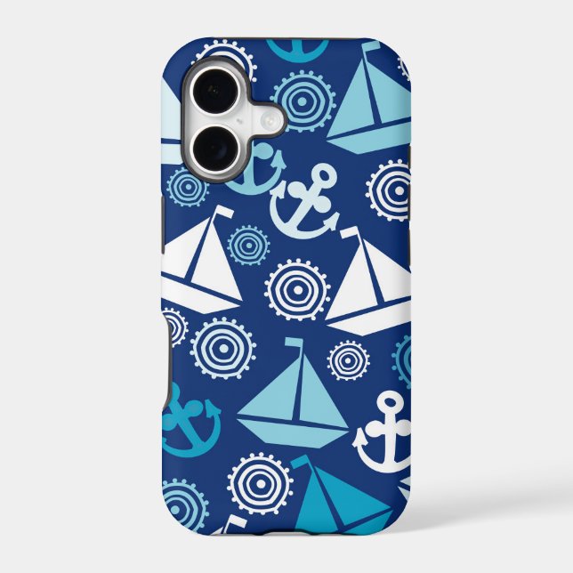 Cartoon Pattern With Sailboats Iphone Case (Back)