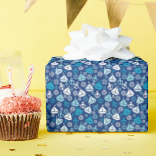 Cartoon Pattern With Sailboats Wrapping Paper