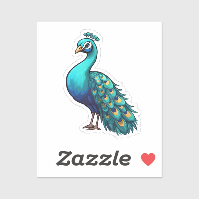 Cartoon peacock illustration sticker (Sheet)