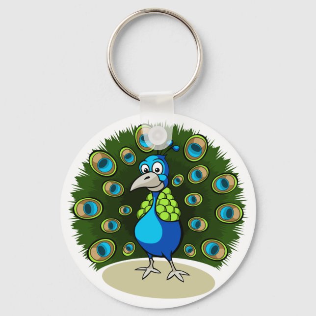 Cartoon Peacock Keychain (Front)