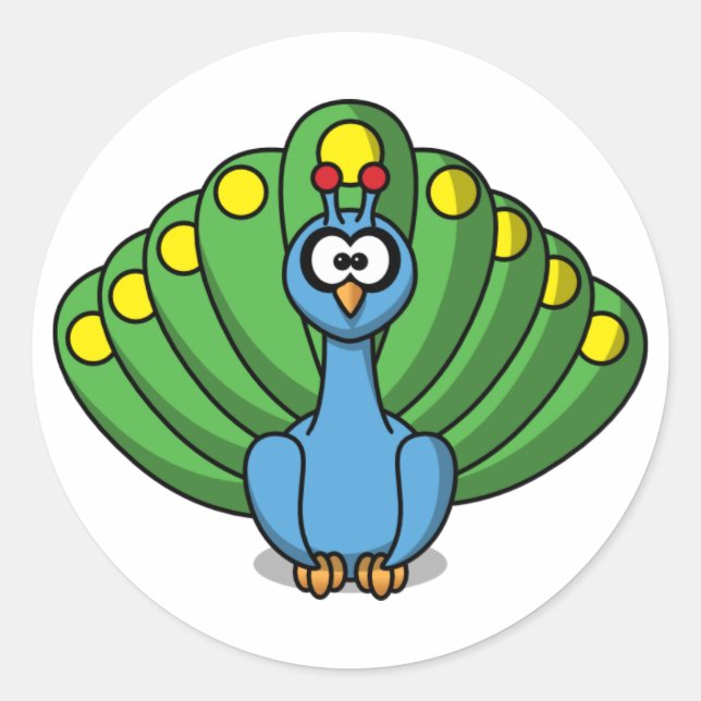 Cartoon Peacock Sticker (Front)
