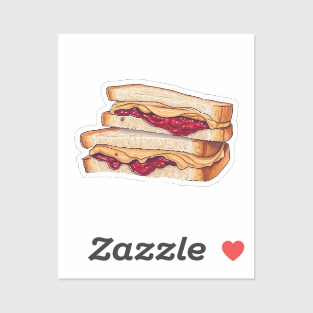 Cartoon peanut butter and jelly sandwich sticker (Sheet)