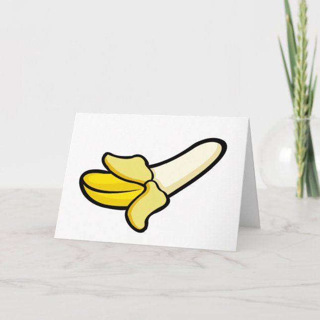 Cartoon Peeled Banana Fruit Blank Greeting Card (Front)