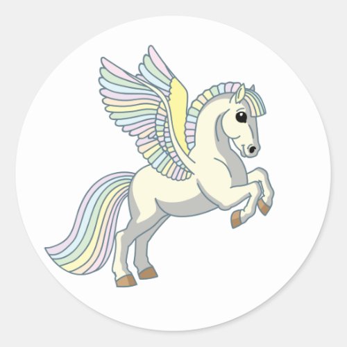 cartoon pegasus classic round sticker