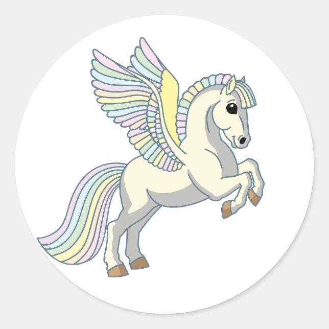 cartoon pegasus classic round sticker (Front)