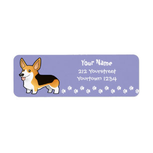 Cartoon Pembroke Welsh Corgi Label