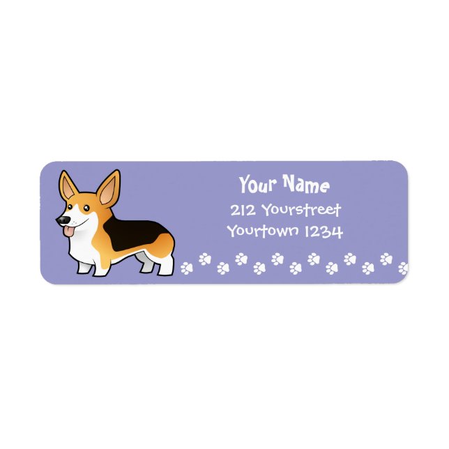 Cartoon Pembroke Welsh Corgi Label (Front)